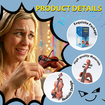 World's Tiniest Violin with Sound Playable Miniature Violin Original Sad Music Pocket-Sized Tiny Violin Christmas Gag Gift for O