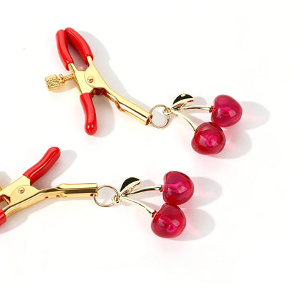1 Pair Cute Cherry Nipple Clamps Adjustable Screw Tension Silicone Sleeves BDSM Bondage Fetish Gear Adult Sex Toy for Women