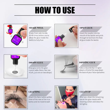 Dassen 5ML 1 Second Fast Drying Strong False Eye Lash Extension UV Glue Adhesive Retention Low Smell Mink Eyelash Glue UV