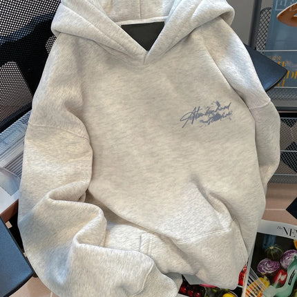 Letter Rose Print Hoodie Men Women Outdoor Street Sports Casual Fashion Trend Long-sleeve Sweatshirt Autumn Winter Top Clothes