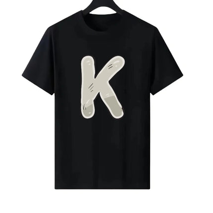 Letter Number Woman Black Summer Round Neck Parent-child Clothing Casual Tops Unisex Comfort Short Sleeves T-Shirt Men Blouses