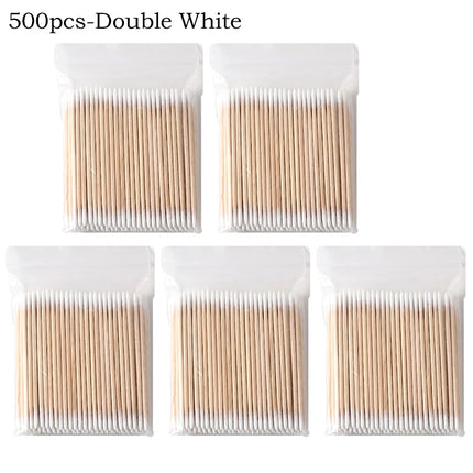 100/200/500Pcs Disposable Wooden Cotton Swabs Double Sided Tip Wood Sticks Glue Removing Makeup Tool Clean Stick Lash Accessorie