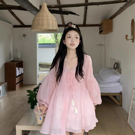 Korean Version V-neck Long Sleeved Shirt for Women's Spring 2024 New Loose Medium Long Sun Protection Shirt Top Two-piece Set