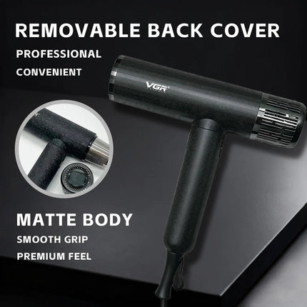 VGR 110000 RPM Professional Hair Dryer Brushless Negative Ions Blow Dryer Super Powerful Wind Lownoise Salon 1900 W Blower 640HD