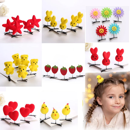 Kawaii Animal Chick Duck Bunny Bear Hair Clips For Girls Women  Toddler Kid Fun Hairpins Cute Sunflower Hair Barrettes Baby Gift