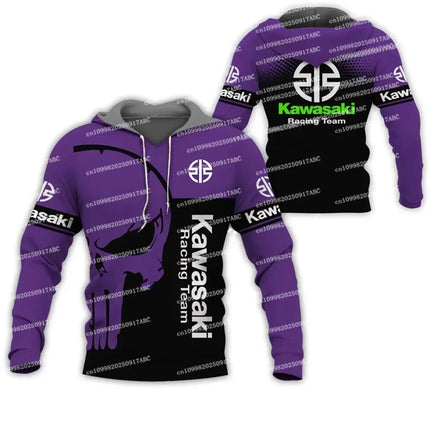 （Kawasaki ）Men's Hoodie Kawasaki Hooded Men's Sports and Leisure Wear 3D Printed Women Hoodie Adventure Fashion Motorcycle Top