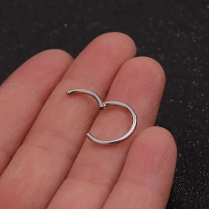 1PC Stainless Steel Simple Classic Round Circle Hoop Earrings For Women Men Punk Smooth 6-16mm Huggie Earring Piercing Jewelry