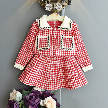 Fall toddler girl sweaters  2022 new warm knitted shirt suit skirt Korean fashion autumn winter clothes children's two piece set