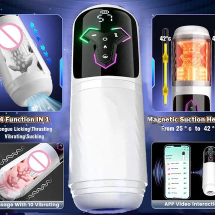 5 IN 1 Automatic Telescopic Male Masturbator Penis Pump Heated Sucking Vibrating Sex Machines With LCD Display Sex Toys for Men