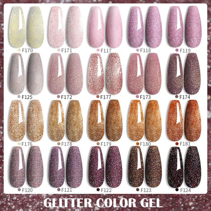 LILYCUTE 7ML Glitter Gel Nail Polish Sparkling Semi Permanent UV Gel Colorful Shinning Gel Varnish Nail Art Soak Off UV LED Gel