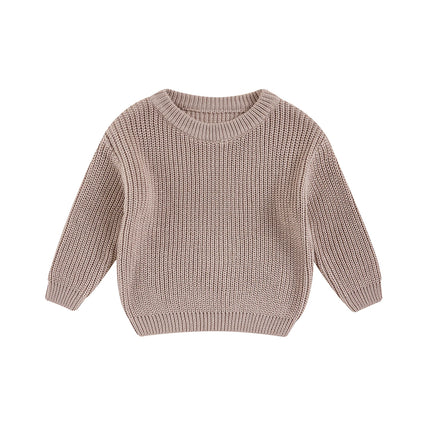 MISOWMNJOY Children Boy Girl Knit Sweater for Winter Kids Clothes Causal Solid Color Long Sleeve Pullover Tops Toddler Jumpers
