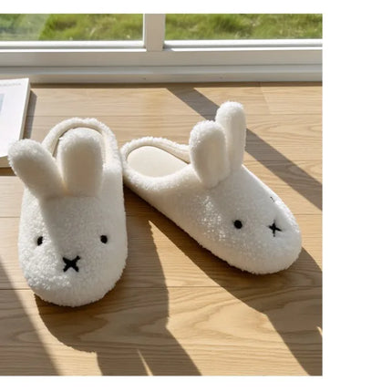 Miffy Cute Plush Cotton Slippers for Women Winter Comfort Warm Cotton Shoes Cartoon Anime Non Slip Home Bedroom Slippers Gifts