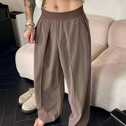 Men's Wide Leg Pants Casual Loose Fit Streetwear Trousers Fashion Hip Hop High Street Man Jogger Pant Solid Color Suit Pants