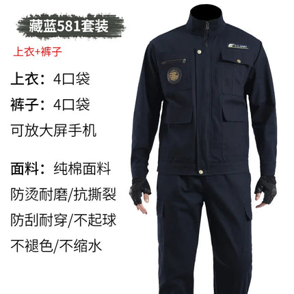 Thickened Work Uniform Set for Men Spring Autumn Auto Repair Welding Heat Resistant Wearable Labor Protection Clothing for Co...