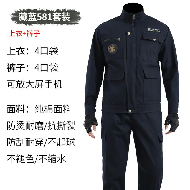 Thickened Work Uniform Set for Men Spring Autumn Auto Repair Welding Heat Resistant Wearable Labor Protection Clothing for Co...