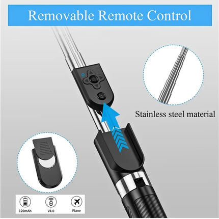 1.67M Long Extended Bluetooth Wireless Selfie Stick Live Broacast Stand Holder Tripod Foldable With Fill Light For Smartphones