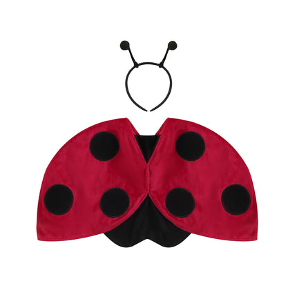 Toddlers Ladybird Costume, Baby Ladybug Cape + Headband Set for Cosplay, Halloween Party, Photography, 6 Months to 3 Years