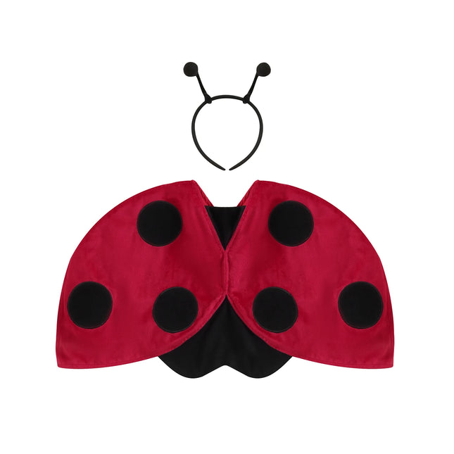 Toddlers Ladybird Costume, Baby Ladybug Cape + Headband Set for Cosplay, Halloween Party, Photography, 6 Months to 3 Years