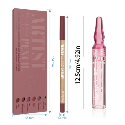 7Pcs Lip Set Velvet Matte Lip Liner and Lip Oil Set Waterproof Long-Lasting Lip Liner Set Cosmetics