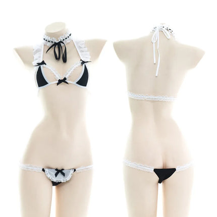 AniLV Anime Loliat Girl Maid Bikini Swimsuit Costume Summer Beach Sexy Coffee Kawaii Maid Swimwear Pool Party Cosplay
