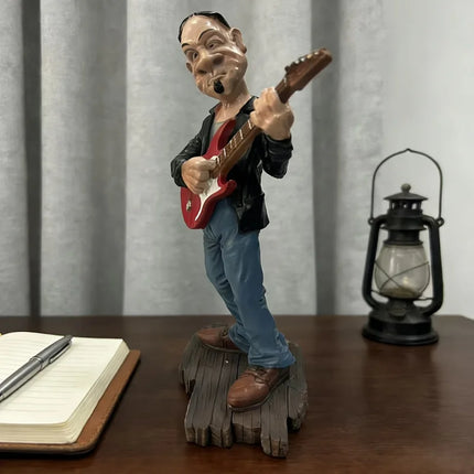 Whimsical Guitarist Statue Ornament，Hand-painted Resin Musician Decorative Figurine，Exquisite Interior Decoration Items