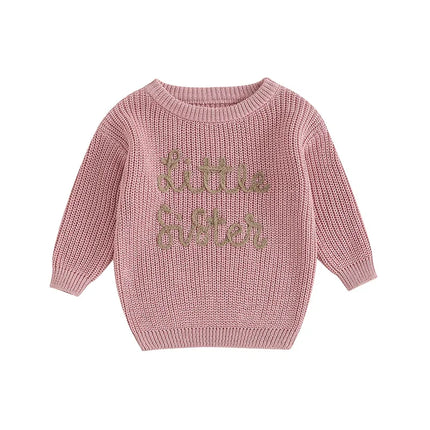 0-18months Toddler Girl Sweaters Long Sleeve Letter Embroidery Knit Pullover Sweaters For Baby Girls