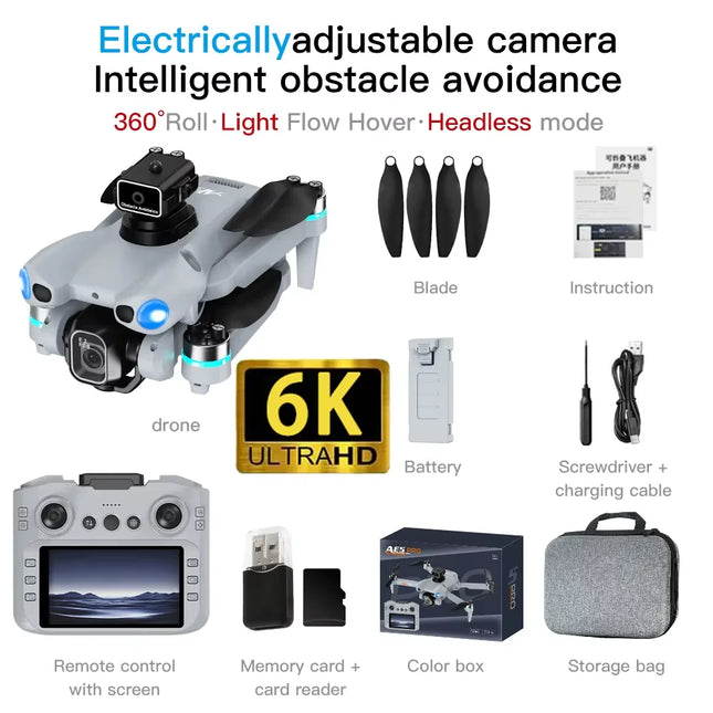 Aerial FPV New AE5 Pro GPS Drone 8K Camera Professional Brush Avoiding Obstacle with Large Screen Remote Control Folding Drone