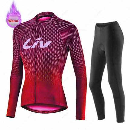 Liv Women Winter Bicicleta Set Outdoor Thermal Fleece Cycling Clothing Road Bike Shirt MTB Jersey Bicycle Uniform Roupa Ciclismo