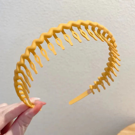1Pc Solid Color Wave Hairbands for Women Trendy Toothed Non-slip Hair Combs Hair Accessories Girl Face Wash Sports Headbands 집게핀