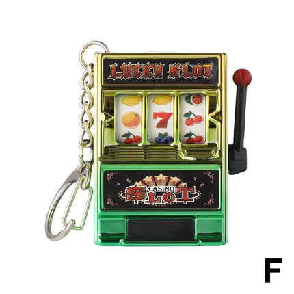 Creative Playable Mini Fruit Machine Keychain Lottery Machine Game Keychain Pendant Simulation Toy Key Gift Accessories