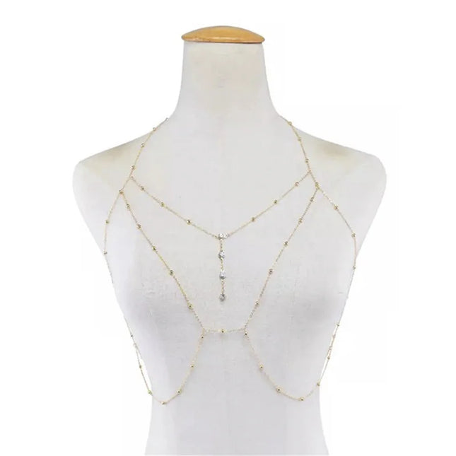 Metal Body Bust Chain Jewelry For Women Sexy Bikini Ladies Breast Crystal Breast Chain Necklace Decoration Summer Body Jewelry
