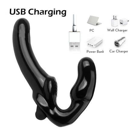 Strapless Vibrating Strap-on Dildo for Couples Strapon For Lesiban Wireless Remote Control Double-heads Vibrator Adult Sex Toys