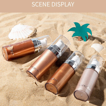 4 Colors Bronzer Spray Highlighter Face Contour Brighten Illuminator Body Shimmer Pearl White Liquid Highlight Makeup Cosmetic