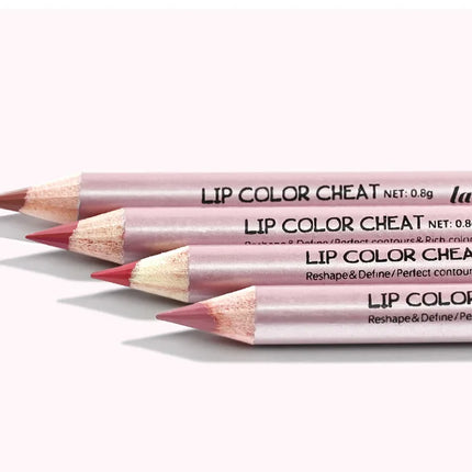 Mini Wooden Lip Liner Set in 4 Colors, Long-lasting And Pigmented Matte Lipstick Pencil, Smoothly Defines Beautiful Lips