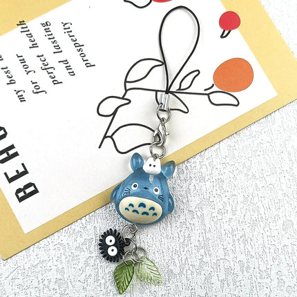 Kawaii Blue Animal Totoro Phone Charm Soot Sprite Keychain Woodland Anime Cat Cosplay  Handmade Y2K Gift Pendant Accessories