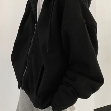 Korean Fashion Zipper Hood Sweatshirt Women Autumn Long Sleeve Tops Casual Y2K Hoodies Streetwear Harajuku Loose Jackets Coats