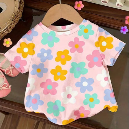 2026 Children's Clothing Girl T-Shirt Short Sleeve Child T-Shirt Vibrant Heart Graphic Casual Kids Summer Clothes Girl Top Tees