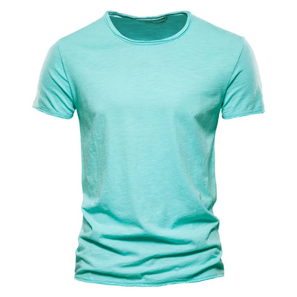 Brand Quality 100% Cotton Men's T-shirt V-neck Fashion Design Slim Fit Solid T-shirts Male Tops Tees Short Sleeve T-Shirt For Men