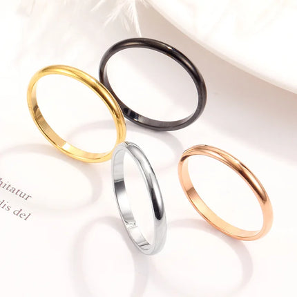 2mm Thin Gold  Simple Titanium Steel Wedding Rings for Man or Woman Valentine's Day Present