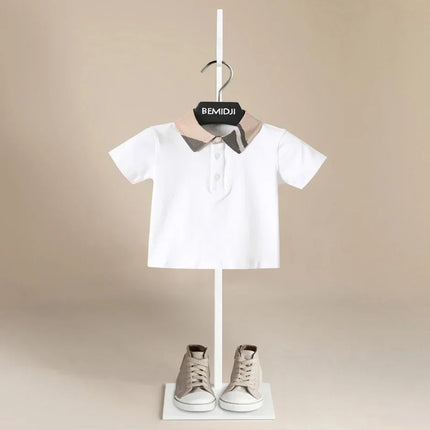 Summer Boys Polo Tshirt Plain Solid Fashion Toddler Tees Baby Shirts Tops Handsome School Children Clothes Kids Jersey