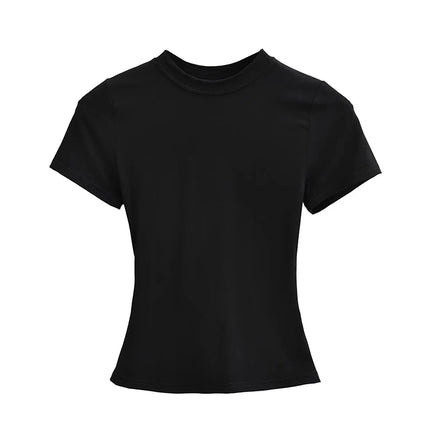 2025 New High Quality Casual T-shirt Sexy Slim Short Sleeves Fashion Trend Solid Women Clothing Y2K Tops