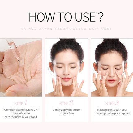 LAIKOU Sakura Face Serum Rose Essence Moisturizing Firming Brightening Smooth Skin Facial Skin Care Products 100ml