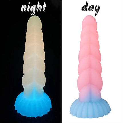 Realistic Penis Dildo Luminous Anal Butt Plug Strong Suction Cup Release Hands Female Masturbation Sex Toy G-spot Stimulation