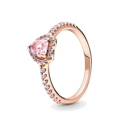 High quality 925 sterling silver adjustable ring, sparkling luxury circular heart-shaped crown crystal ring,women's jewelry gift