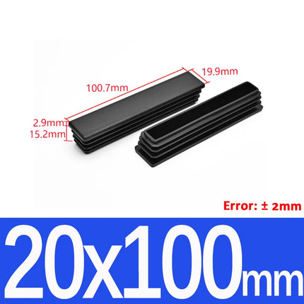 Black Plastic Square Oblong Pipe Plug 13x13mm~100x100mm Insert Table Chair Furniture Foot Cover Anti Slip Blanking End Cap