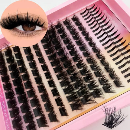 12 Rows Mixed 2 Spikes & 10 Volume 3D Faux Mink Lash Clusters DIY Extensions Kit for Eyelash Enhancements