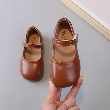 Girls Black Leather Shoes for Wedding Party Back To School Flats Kids Mary Janes Simple Classic Soft Anti-skid Kids Casual Shoes