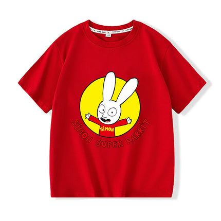 Simon Super Rabbit Tshirts Funny Children's Boys T-shirt Spring Summer Cotton Boys Girls Preschool Children Tops Cartoon Clothes