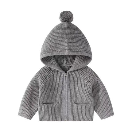 1-5Years Toddler Baby Hooded Sweaters for Girls and Boys Knitted Sweater Coat with Zipper Infant Cute Sweater Jacket Coat 2 3 4