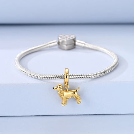 Hot Sale 925 Sterling Silver Puppy Beads & Teddy & Golden Retriever Dangle Charm Fits Bracelet Beloved Pet Pendant Gifts